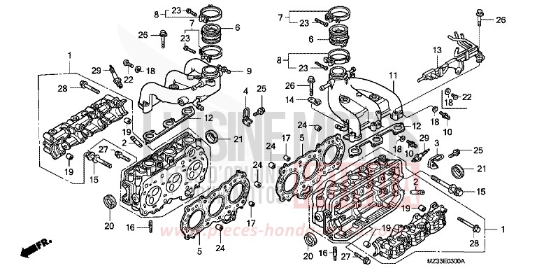 ZYLINDERKOPF von Gold Wing CANDY SPECTRA RED (R176K) von 1993